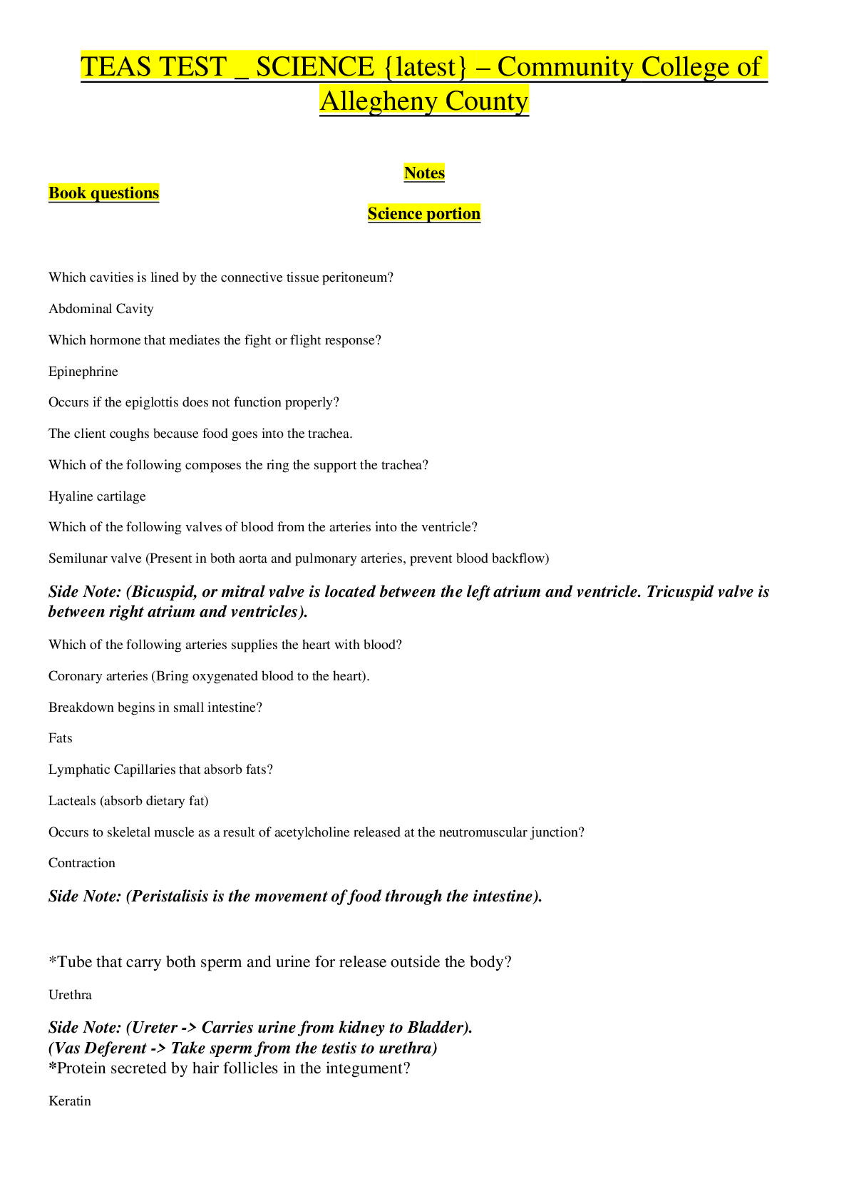 Preview image for TEAS TEST _ SCIENCE {latest} | TEAS TEST _ SCIENCE PORTION